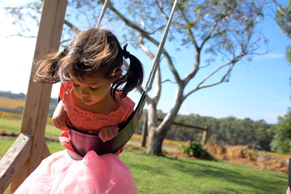 Dylan on the garden swing